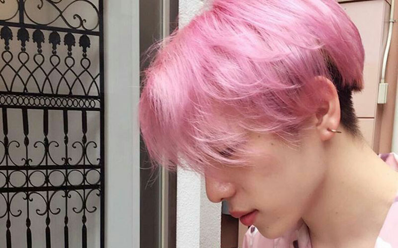 Tóc dài phong cách Hàn Quốc nhuộm hồng