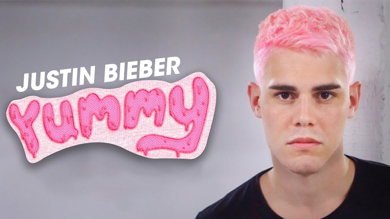 Tóc kiểu Justin Bieber nhuộm hồng