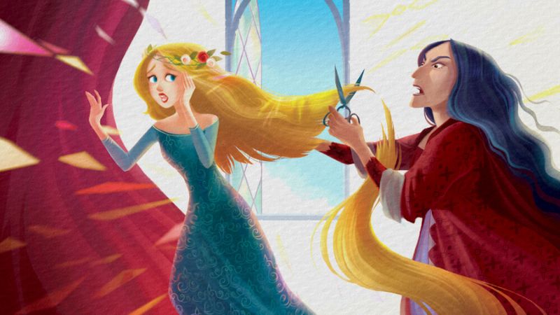 Mụ phù thủy cắt đi mái tóc dài của Rapunzel