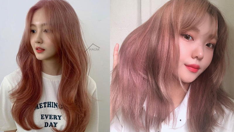 Tóc màu nâu hồng ánh tím